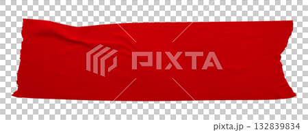 red crumpled torn tape isolated on transparent background. 132839834