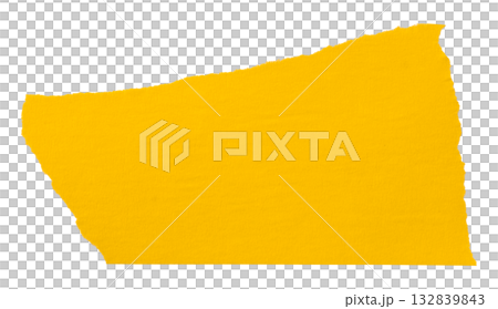 yellow crumpled torn tape isolated on transparent background. 132839843