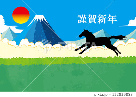 和風和柄年賀状素材 132839858