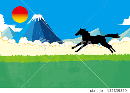 和風和柄年賀状素材 132839859