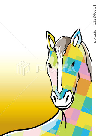 年賀状、馬、午、午年、正月、富士山、富士、和風、イラスト、初日の出、新年、日の出、年賀 132840311