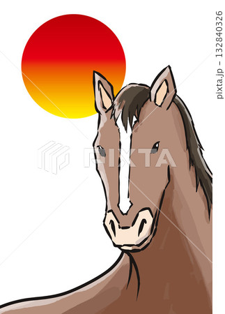 年賀状、馬、午、午年、正月、富士山、富士、和風、イラスト、初日の出、新年、日の出、年賀 年賀状、馬、午、午年、正月、富士山、富士、和風、イラスト、初日の出、新年、日の出、年賀 132840326