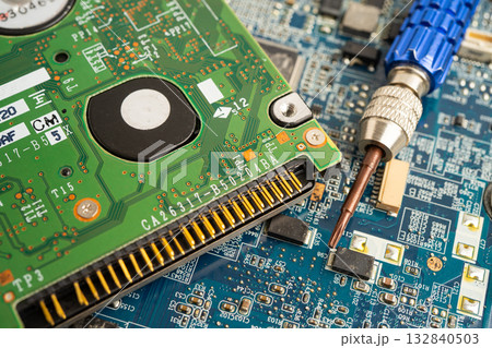 Repairing and upgrade mobile phone, electronic, computer hardware and technology concept. 132840503