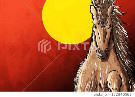 年賀状、馬、午、午年、正月、富士山、富士、和風、イラスト、初日の出、新年、日の出、年賀 年賀状、馬、午、午年、正月、富士山、富士、和風、イラスト、初日の出、新年、日の出、年賀 132840569