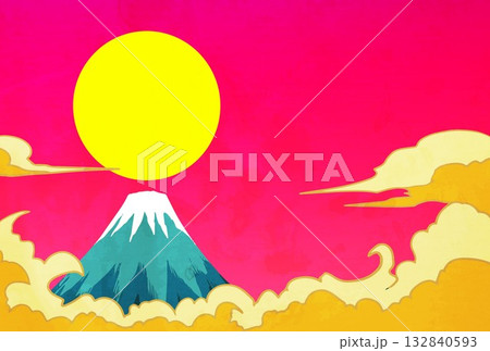 年賀状、馬、午、午年、正月、富士山、富士、和風、イラスト、初日の出、新年、日の出、年賀 年賀状、馬、午、午年、正月、富士山、富士、和風、イラスト、初日の出、新年、日の出、年賀 132840593