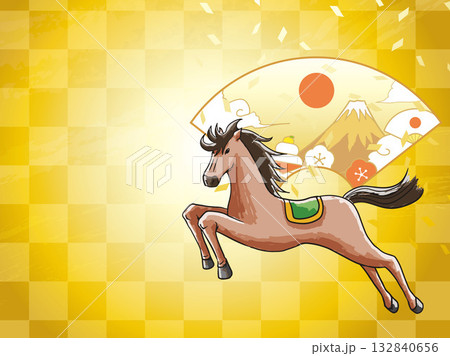 年賀状、馬、午、午年、正月、富士山、富士、和風、イラスト、初日の出、新年、日の出、年賀 年賀状、馬、午、午年、正月、富士山、富士、和風、イラスト、初日の出、新年、日の出、年賀 132840656