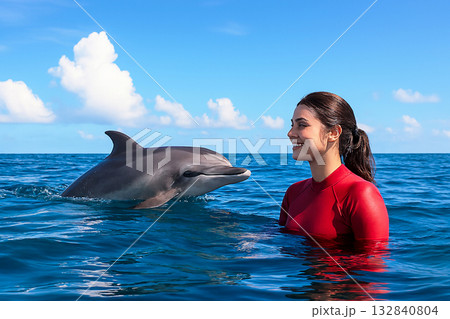 イルカと女性 132840804