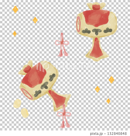 水彩魔法槌（金色）/ 可愛的新年幸運符插圖（無主線） 132840848