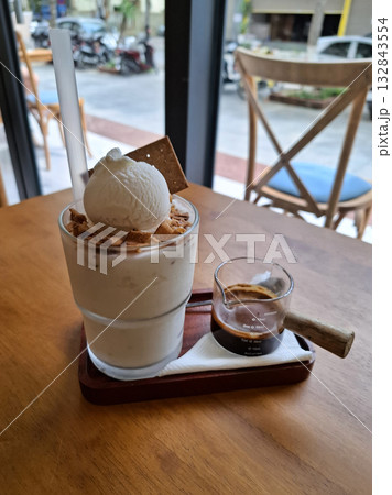 Iced coconut coffee with ice cream Iced coconut coffee with ice cream 132843554