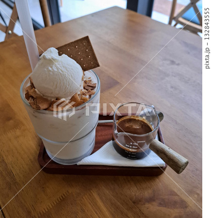 Iced coconut coffee with ice cream Iced coconut coffee with ice cream 132843555