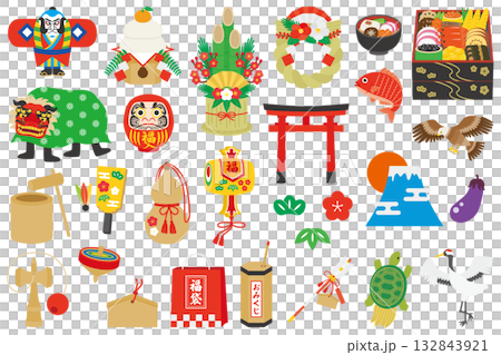 New Year's illustration material set 132843921