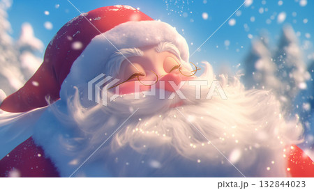 冬の森のサンタクロース、アニメ風 132844023