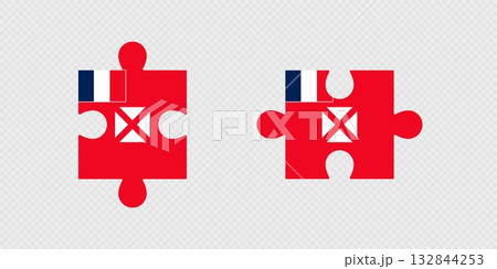 Puzzle Pieces with Wallis and Futuna Flag. 132844253