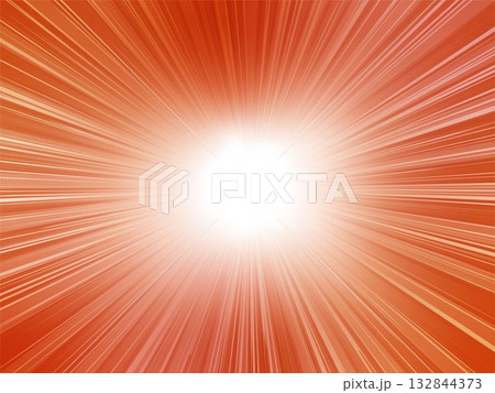 勢いよく広がるメタリックなレッド系の集中線背景 132844373