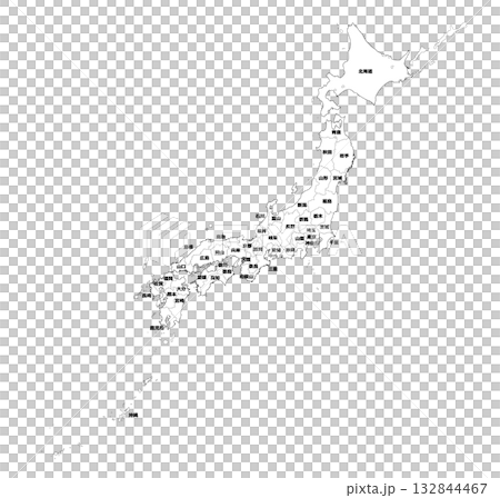 日本地図　白黒 132844467