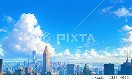 大都市の遠景、アニメ風 大都市の遠景、アニメ風 132844956