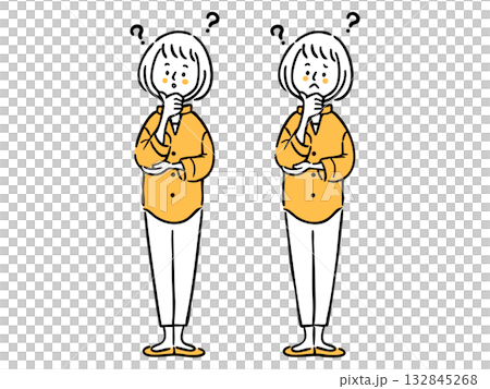 Woman with doubts, whole body, vector (orange) 132845268