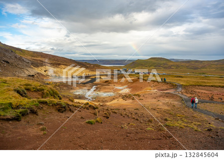 Seltun geothermal area in Krysuvik, Reykjanes peninsula, Iceland 132845604