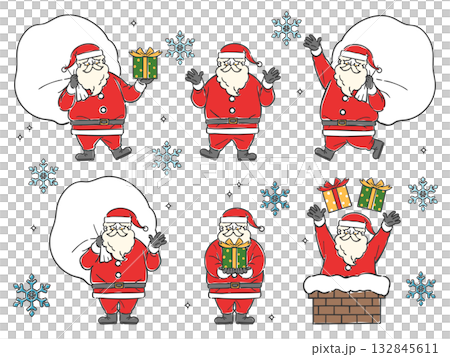 Cute Santa Claus illustration set vector 132845611