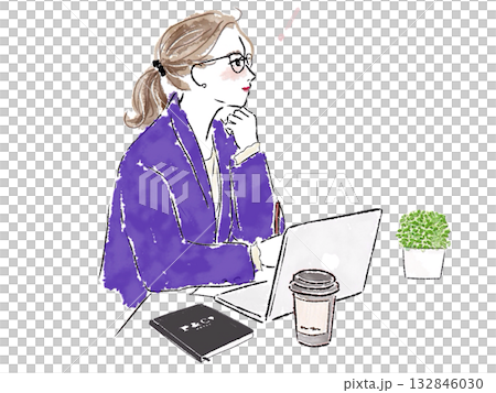 Woman working on a laptop 132846030