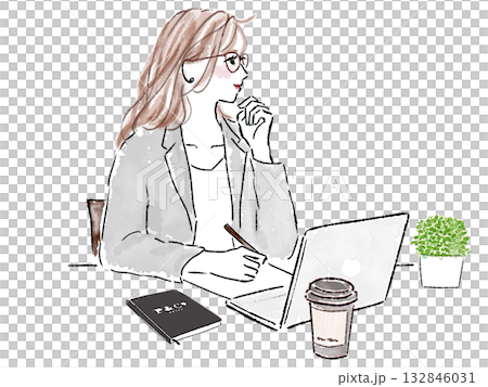 使用一台筆記本電腦的女人 132846031