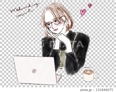 パソコンで仕事をしている女性 パソコンで仕事をしている女性 132846075