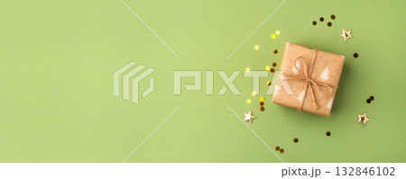 A Christmas gift wrapped in eco-friendly packaging 132846102