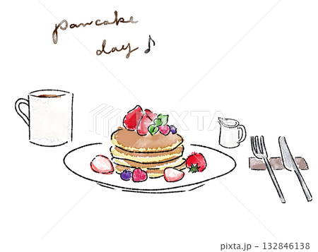 苺がのったパンケーキ 苺がのったパンケーキ 132846138