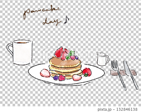 苺がのったパンケーキ 苺がのったパンケーキ 132846138