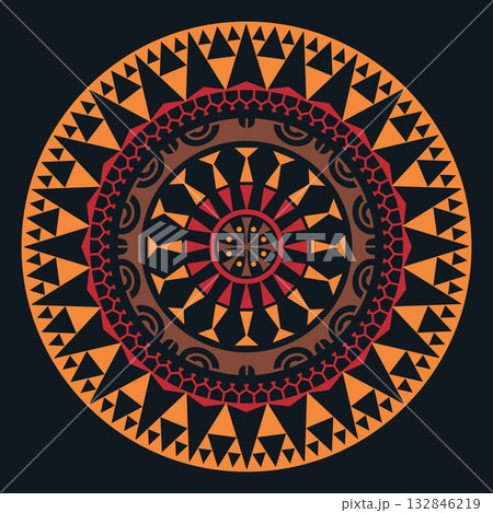 African tribal circular ornament with traditional colors African tribal circular ornament with traditional colors 132846219