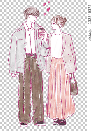 手を繋いで歩くカップル 手を繋いで歩くカップル 132846372