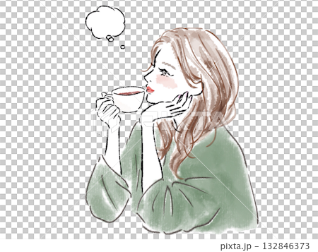 Woman drinking coffee in McCup 132846373