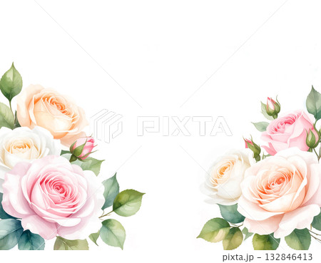 シックで優しいバラのフレーム 132846413