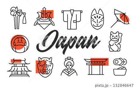 Japan Poster. Vector Illustration Japan Poster. Vector Illustration 132846647