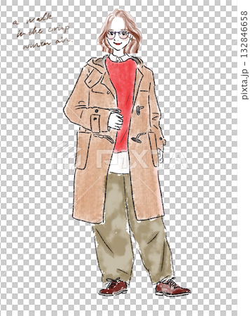Female in a duffle coat 132846658