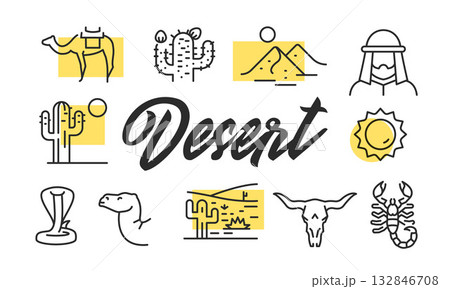 Desert Poster. Vector Illustration 132846708