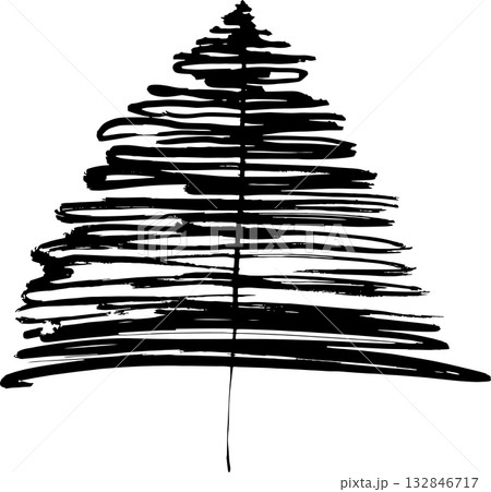 Real Hand Drawn Illustration Grunge Watercolor Spruce. Real Hand Drawn Illustration Grunge Watercolor Spruce. 132846717