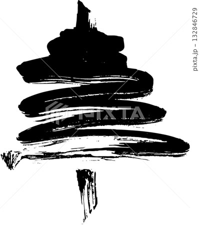 Real Hand Drawn Illustration Grunge Watercolor Spruce. Real Hand Drawn Illustration Grunge Watercolor Spruce. 132846729