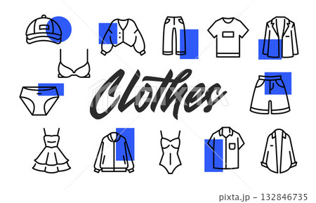 Clothes Poster. Vector Illustration 132846735