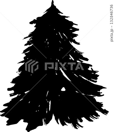 Real Hand Drawn Illustration Grunge Watercolor Spruce. Real Hand Drawn Illustration Grunge Watercolor Spruce. 132846736