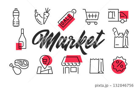 Market Poster. Vector Illustration Market Poster. Vector Illustration 132846756
