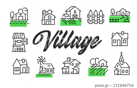 Village Poster. Vector Illustration 132846758