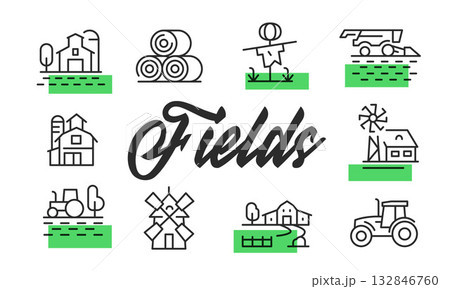 Fields Poster. Vector Illustration Fields Poster. Vector Illustration 132846760