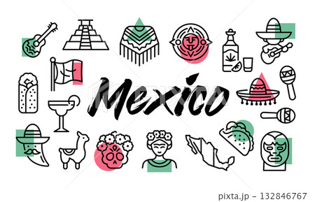 Mexico Poster. Vector Illustration 132846767