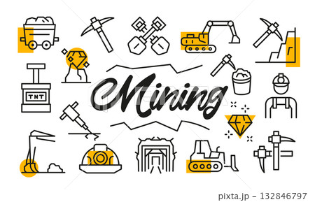 Mining Poster. Vector Illustration 132846797