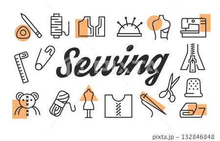 Sewing Poster. Vector Illustration Sewing Poster. Vector Illustration 132846848