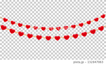 Festive red heart garland decoration, perfect for valentine's day, weddings, anniversaries, adding touch of love to any party or home decor 132847063