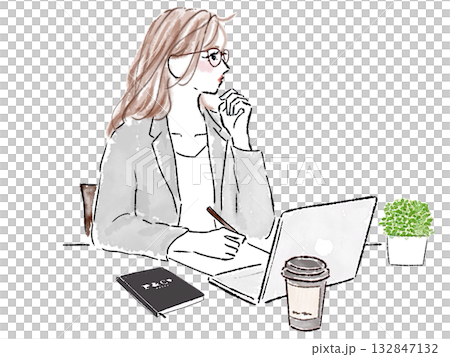 Woman using a laptop 132847132