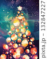 Geometric, minimalistic Christmas tree with colorful lights and decorations. New Year and Christmas concept. 132847227