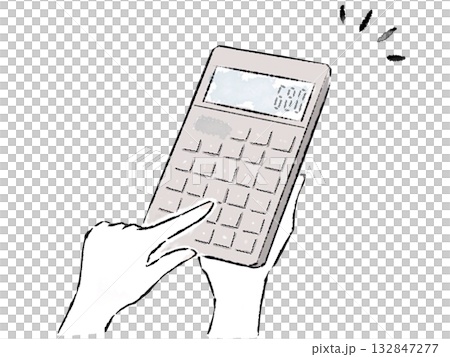 Illustration of a hand holding a calculator Illustration of a hand holding a calculator 132847277